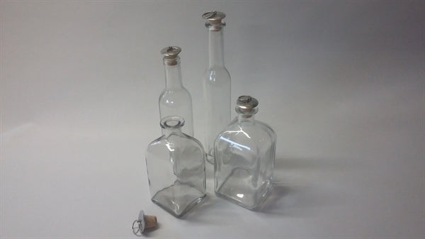 Konischer Korken mit Metallscheibe und Ring. Boden; Durchm. 18 mm, Oben; Durchm. 21 mm, 2 Stk.