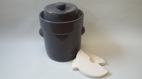 Gærkrukke 10 liter med tryksten og låg – stengrå