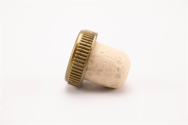 Cork stopper with gold-coloured plastic top, 100 pcs