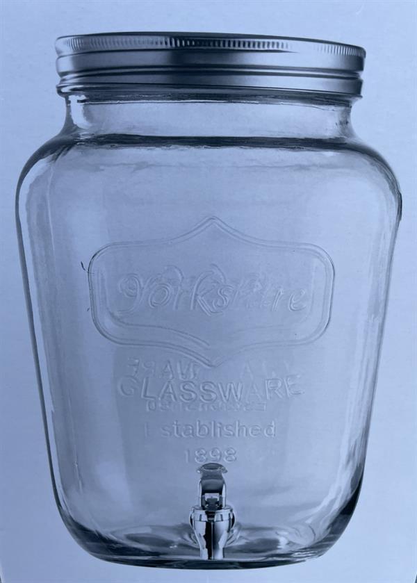 Essigtopf aus Glas mit Auslaufhahn, rot karierter Stoff, 8 Liter