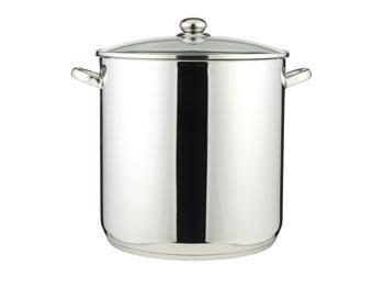 Rostfri gryta med glaslock, 30 liter