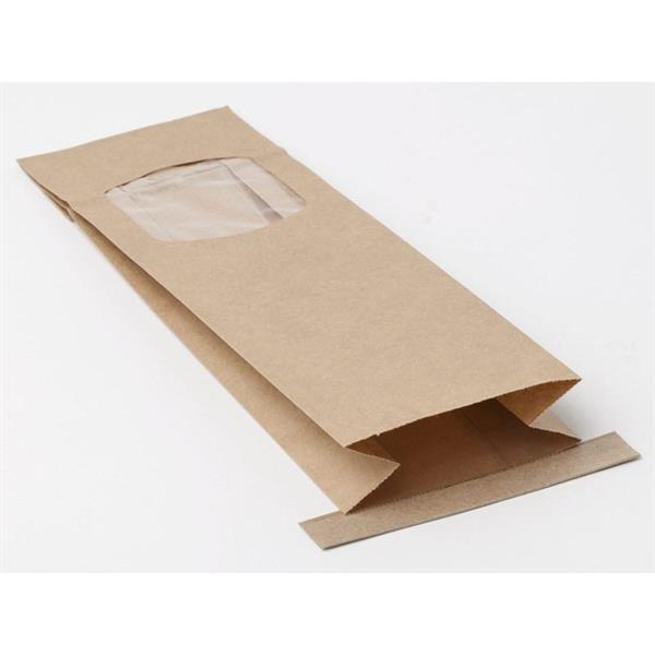 Klodsbundspose, brun, med rude og smart clip-lukning, 250 grams pose, 10 stk