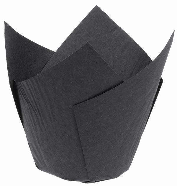Tulipanformede muffinforme, sorte, storpak, 200 stk